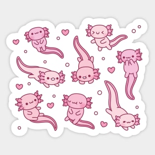 Cute Swimming Axolotls Doodle Sticker